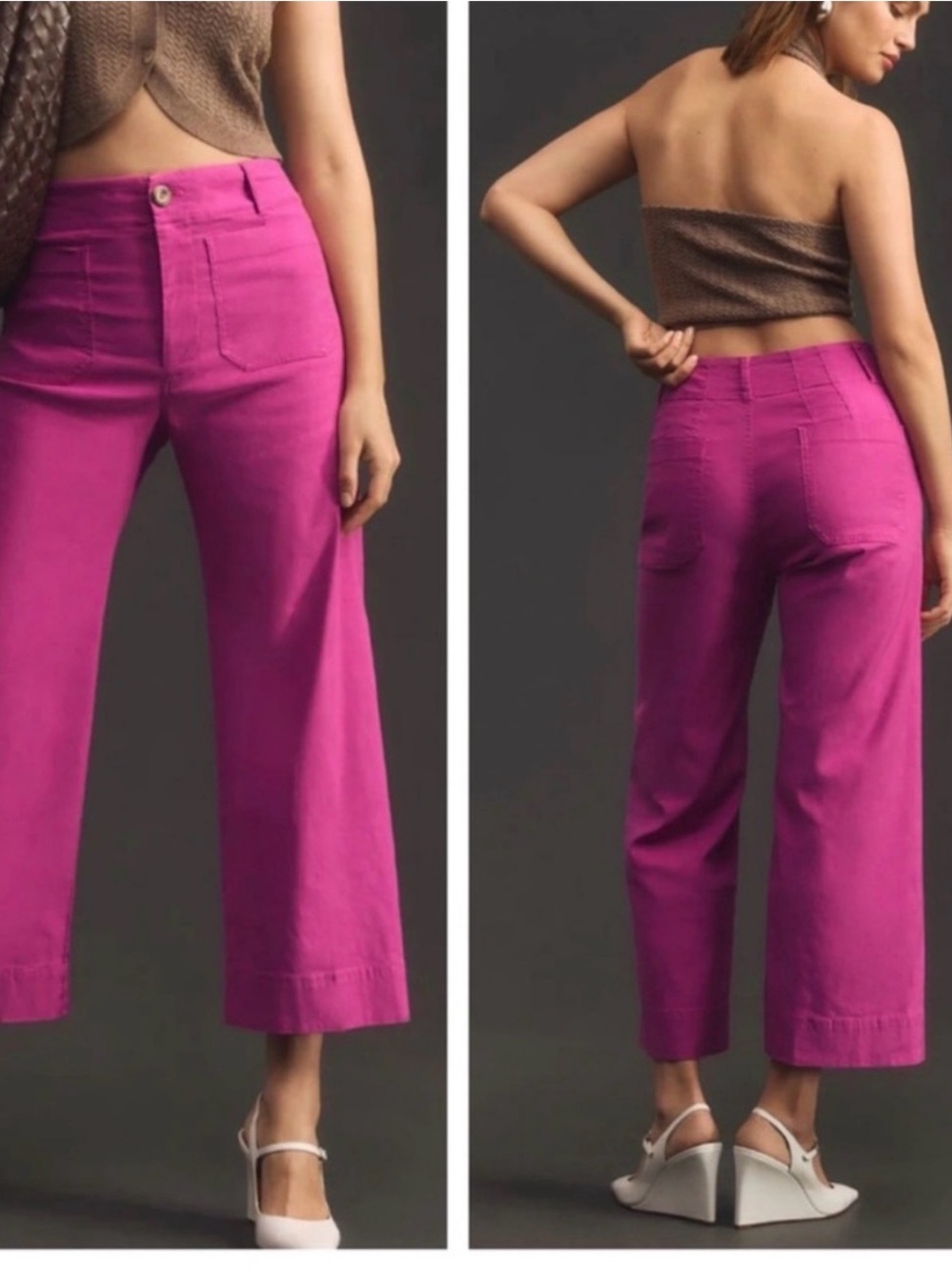 Anthropologie Maeve Colette Linen Stretch High Rise Wide Leg Pants